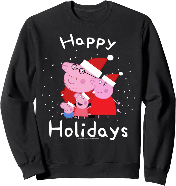 Peppa Pig Christmas Family Portrait Happy Holidays Snow Logo Sweatshirt