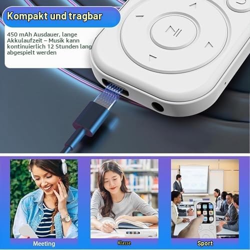 MP3 Player mit Bluetooth 5.4 &amp; HiFi Lautsprecher, 2,01 Bildschirm MP4 Player, Sprachaufzeichnung, 12