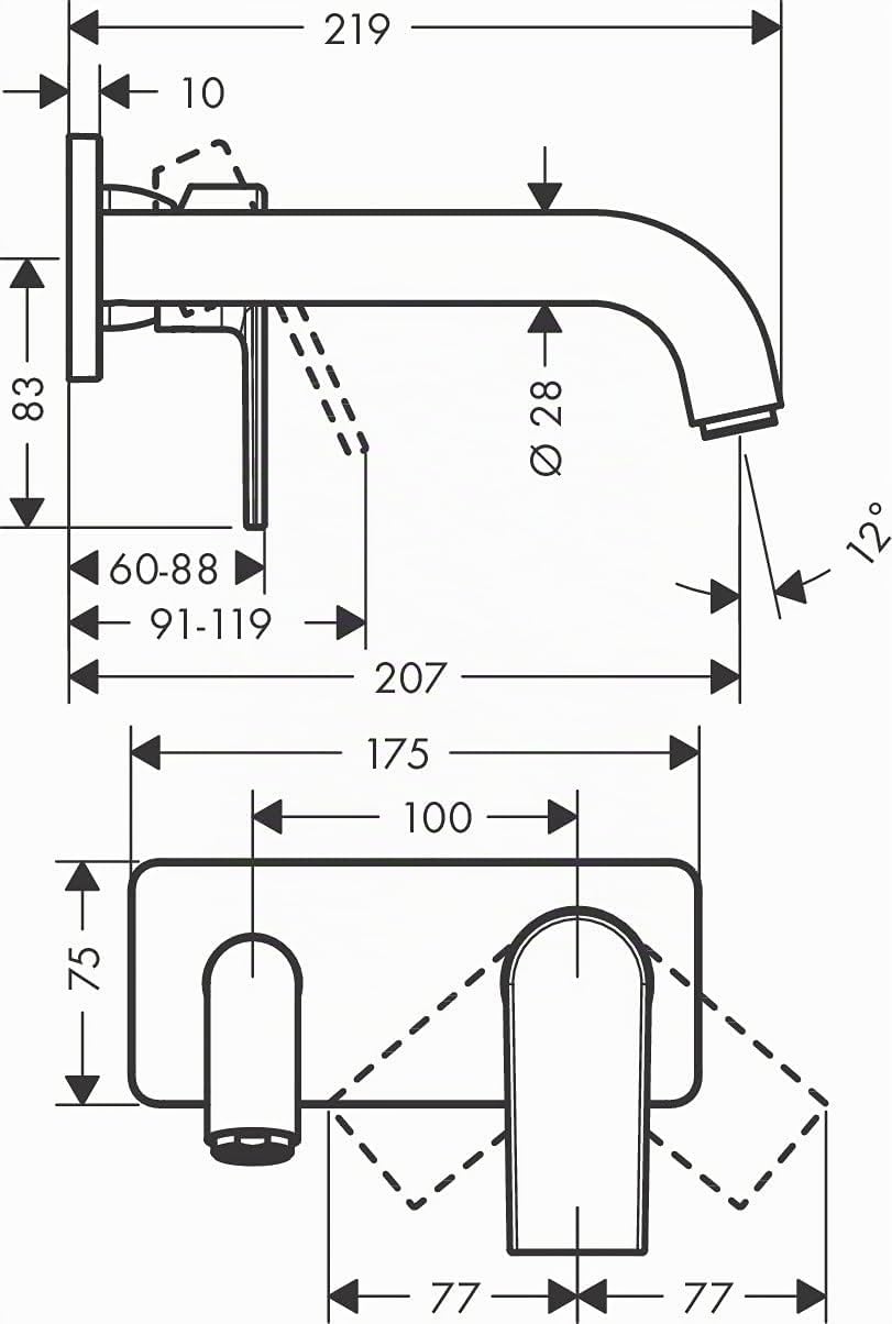 hansgrohe Waschtischarmatur Unterputz Vernis Shape, Wasserhahn Bad für Wandmontage, Badarmatur wasse