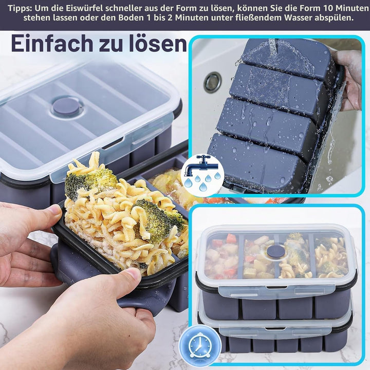 webake Suppen Einfrieren Behälter 2 Stück Silikon Gefrierbehälter mit Deckel 250ml 120ml Silikon Gef