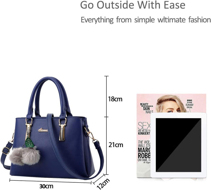 Nicole&Doris Neue PU-Leder beiläufige Art und Weise Handtasche Schultertasche Messenger Bag Navy Bla