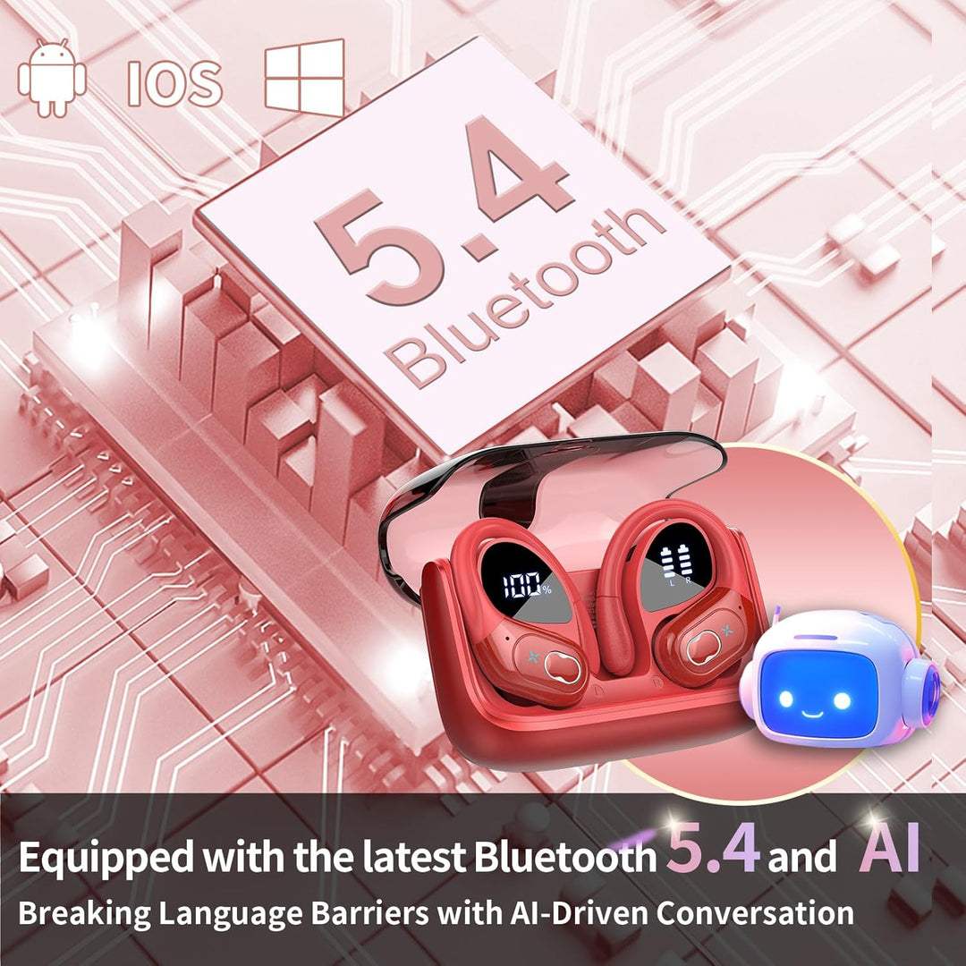 AI Kopfhörer Übersetzer, 3-in-1Bluetooth 5.4 Echtzeit Sprachübersetzer Kopfhörer 164 Sprachen mit Ap