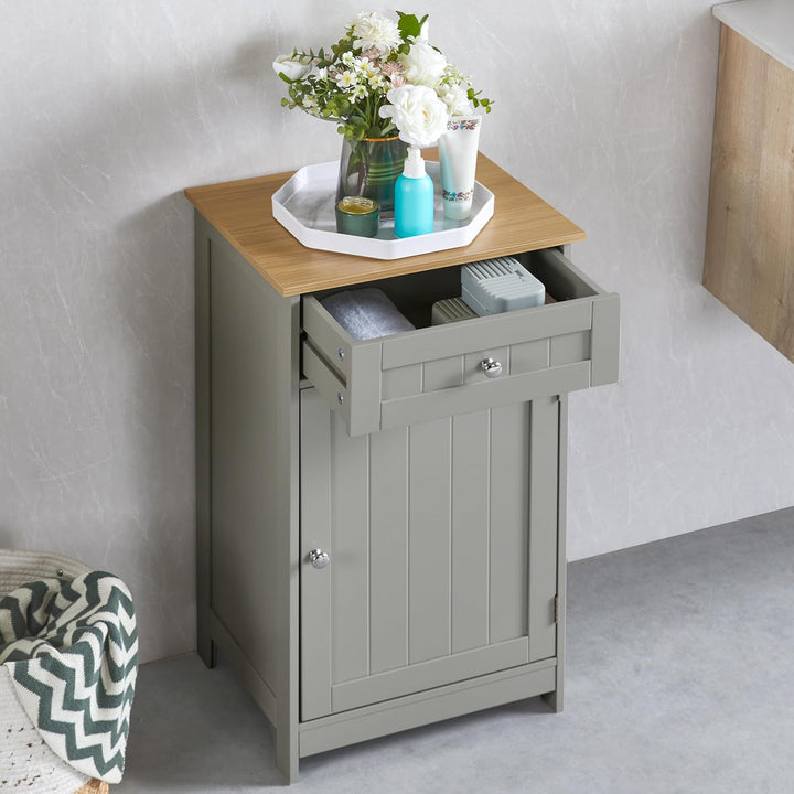 Bath Vida Hoch-& Midischränke fürs Bad, Mitteldichte Holzfaserplatte, Grau, Standard Schrank mit 1 T