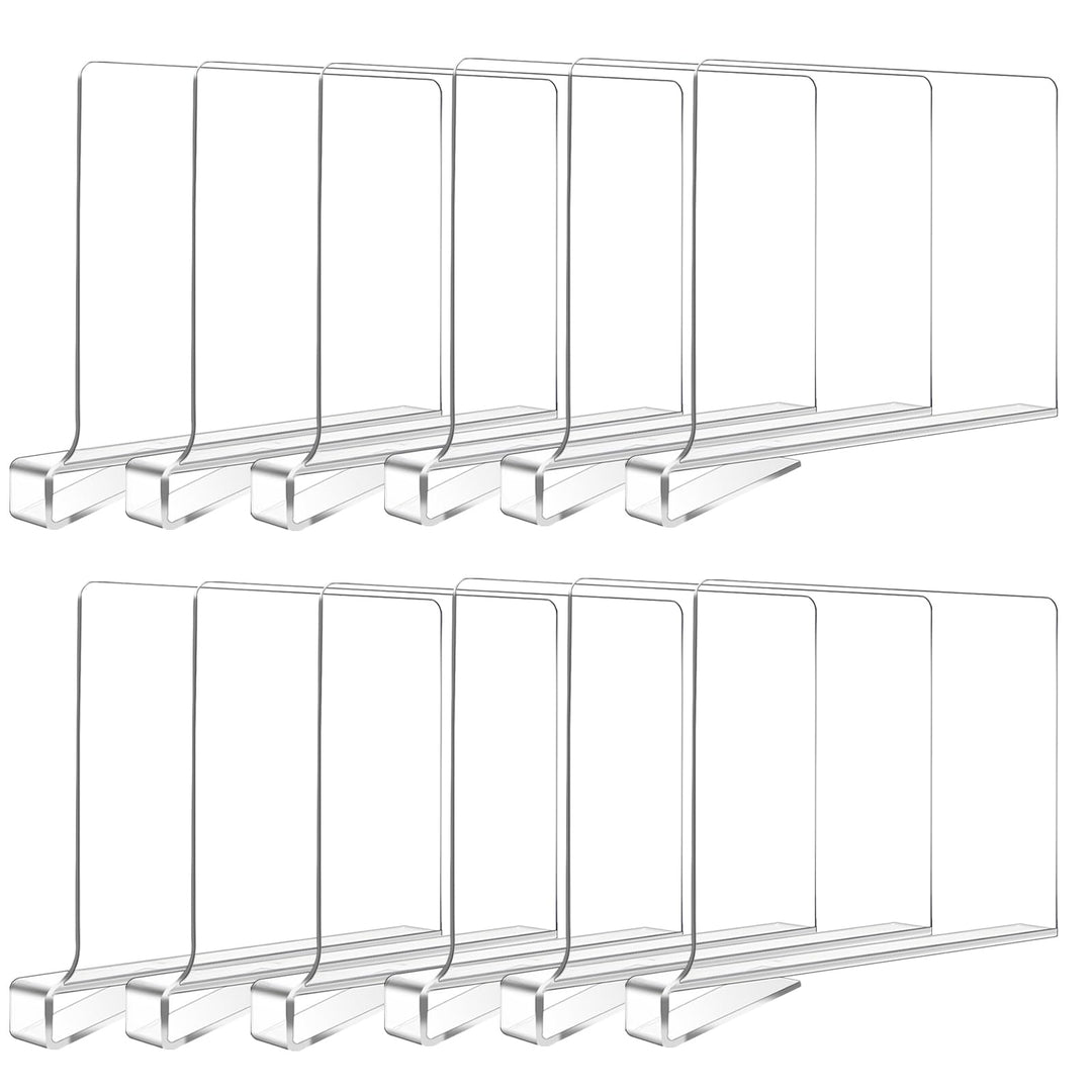12 Stück Transparente Acryl-Regalteiler, multifunktionaler Regalteiler, Verstellbarer Kleiderorganis