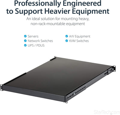 StarTech.com 1HE Verstellbares Server Rack Fachboden - 150 kg - 49,5 bis 97,4 cm Verstellbare Einbau