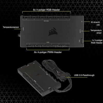 Corsair iCUE COMMANDER CORE XT, Digitale Steuerung der RGB-Beleuchtung und Lüfterdrehzahl (Sie bis z