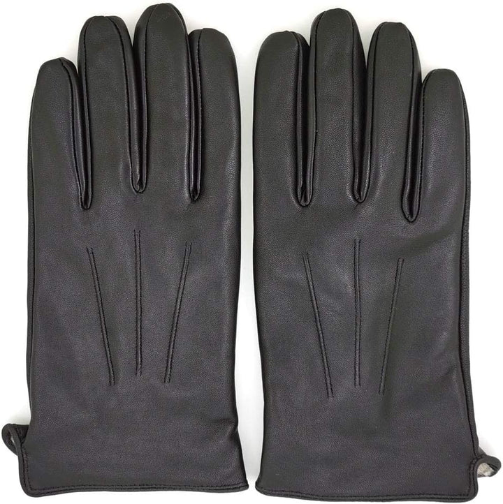 ZLUXURQ Herren Weiches Lammfell Leder Touchscreen Winter Fahrhandschuhe Kaschmir Gefüttert, bequem u