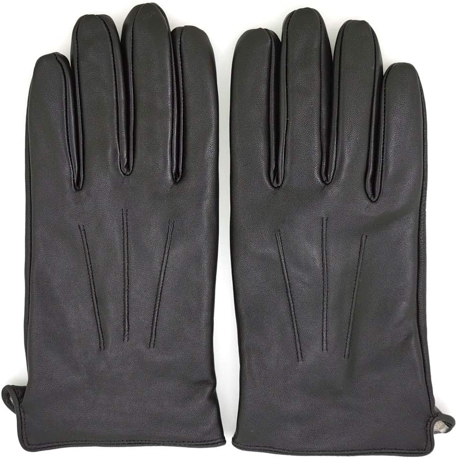 ZLUXURQ Herren Weiches Lammfell Leder Touchscreen Winter Fahrhandschuhe Kaschmir Gefüttert, bequem u
