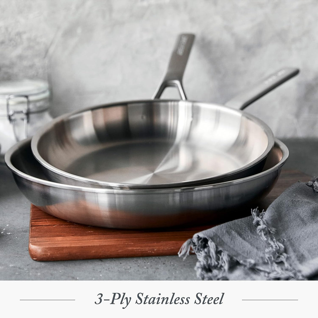 Merten & Storck Tri-Ply 18/10 Edelstahl Induktion 26cm und 30cm Bratpfanne Set, Multi Clad, Backofen