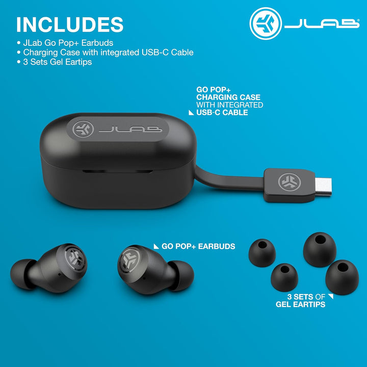 JLab Go Air Pop+ In Ear Kopfhörer kabellos Bluetooth, True Wireless Kopfhörer, 35+ Std Headphones, k
