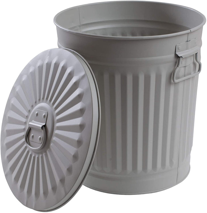 Jinfa 3 Sets Retrodesign Mülleimer mit Deckel | Grau | Ø Höhe 21,5 cm, 7 Liter 3 Stück - 7 Liter - Ø