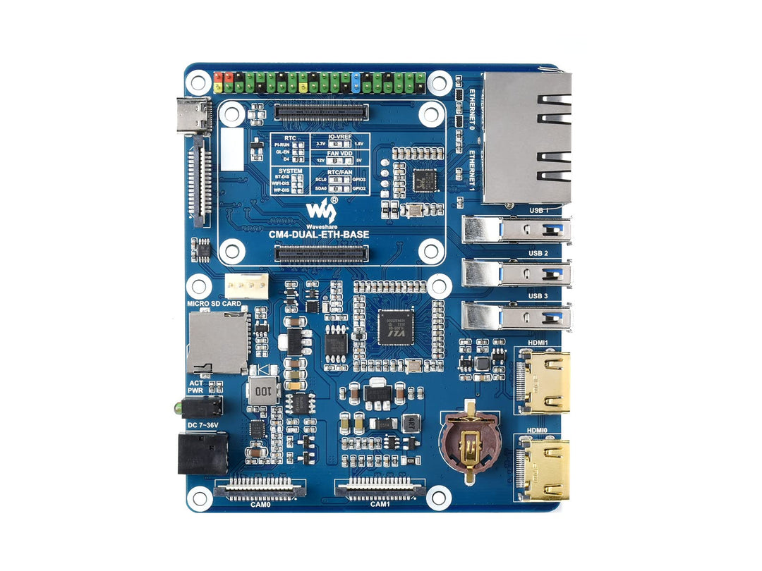 Waveshare Dual Gigabit Ethernet Base Board Designed for Raspberry Pi Compute Module 4 CM4-DUAL-ETH-B