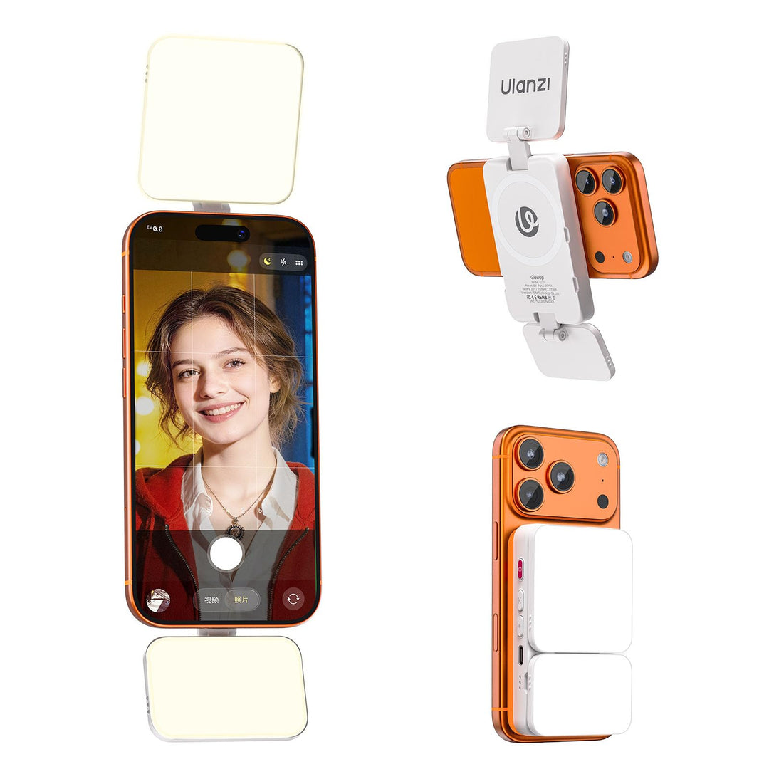 ULANZI GL01 [2026 Aktualisierte] Magnetische Selfie Licht für iPhone, Magnet LED Handy licht mit Zwe