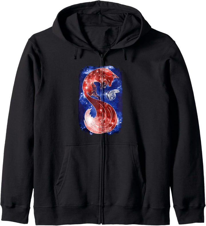 Cosmic Fox Dreaming Cute Artsy Fox Grafik Kapuzenjacke