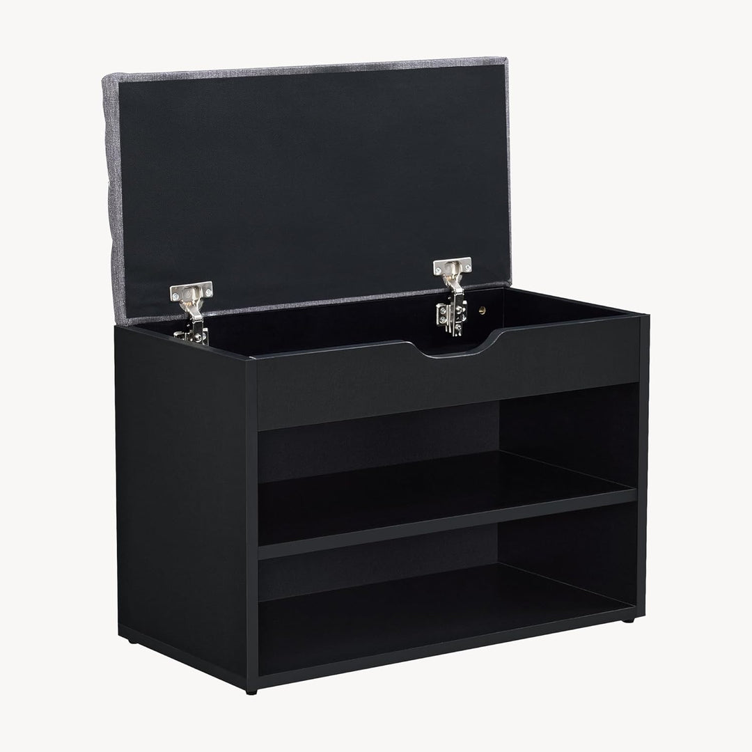 [en.casa] Schuhbank Gentofte 60x30x46cm Schuhschrank mit 3 Ablagefächern Schuhablage für 4 Paar Schu