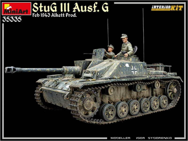 Mini Art 35335 1:35 Dt. StuG III AUSF.G Feb43(A) Int.-originalgetreue Nachbildung, Modellbau, Plasti