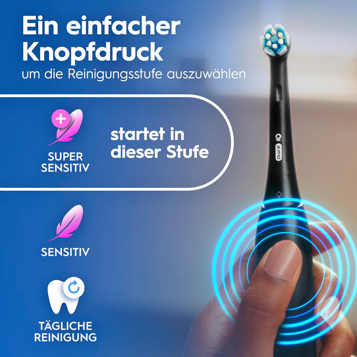 Oral-B iO Series 2 Elektrische Zahnbürste Schwarz PLUS Original Oral-B iO Sanfte Reinigung Aufsteckb