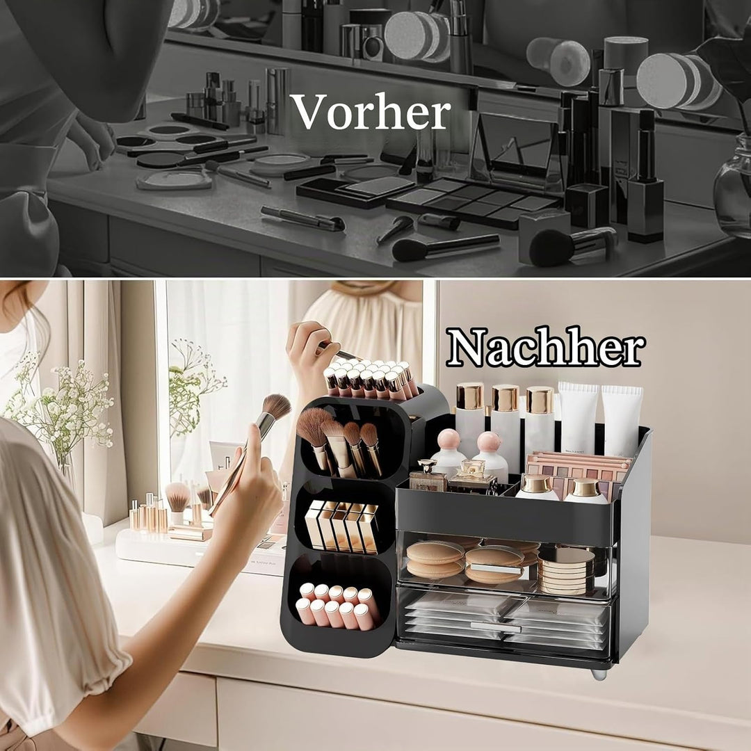 Kosmetik Organizer mit Schubladen,Schminktisch Organizer Grosse für Makeup,Schminke und Skincare Auf