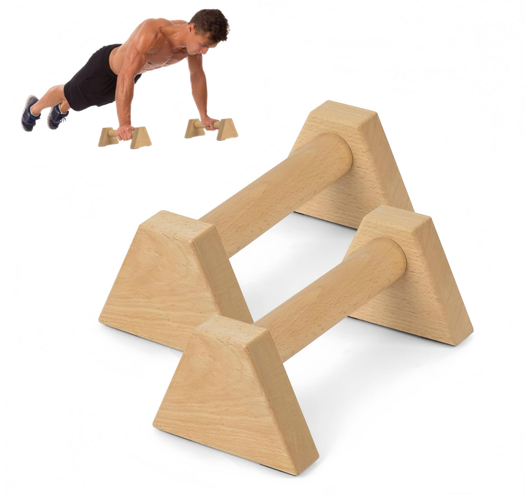 flintronic Liegestützgriffe Holz, 1 Paar Rutschfeste Push Up Bars, Holz Parallettes, Ergonomische Ha