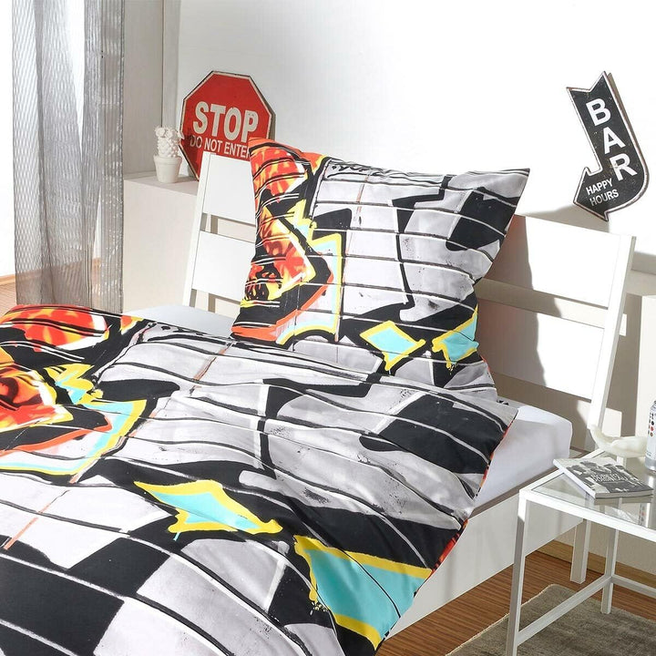G BETTWARENSHOP Renforcé Bettwäsche Set Graffiti • mega Coole Bunte Jugendzimmer Bettwäsche NYC Stre