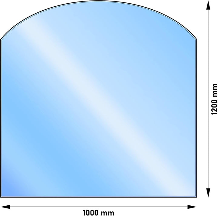 LANZZAS Bodenplatte Segmentbogen - 1000 x 1200 mm - Glasplatte | Funkenschutzplatte aus Glas Segment