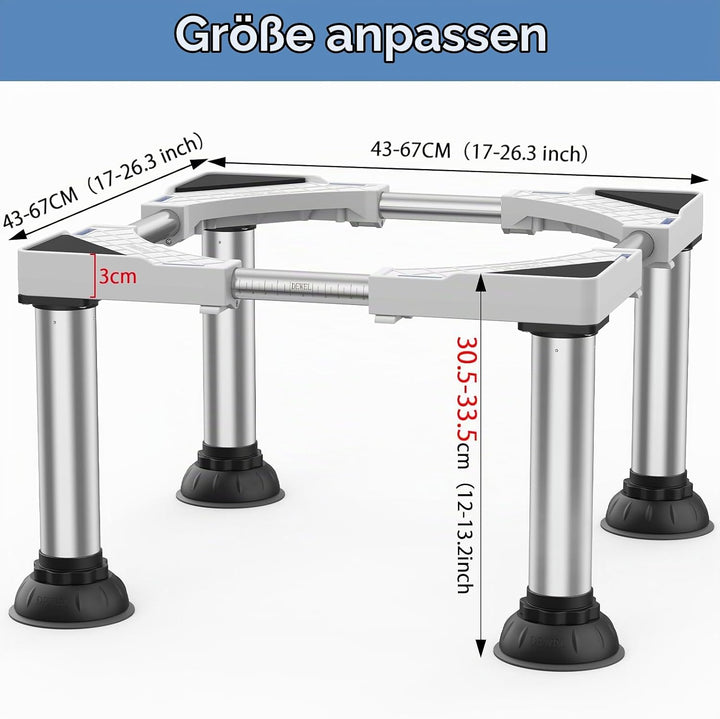 DEWEL Untergestell Kühlschrank Sockel Höhe 30-33cm Verstellbare 4 Stabile Saugnapf Füsse unterschran