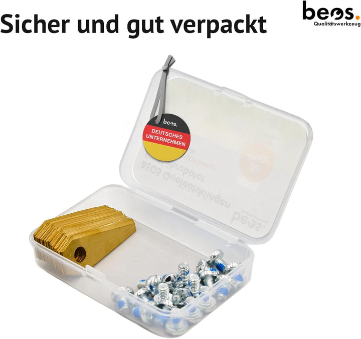 BEOS® 30 x Premium Titan Ersatzmesser für Bosch Indego + Schrauben mit Sicherung- Ersatzklingen für