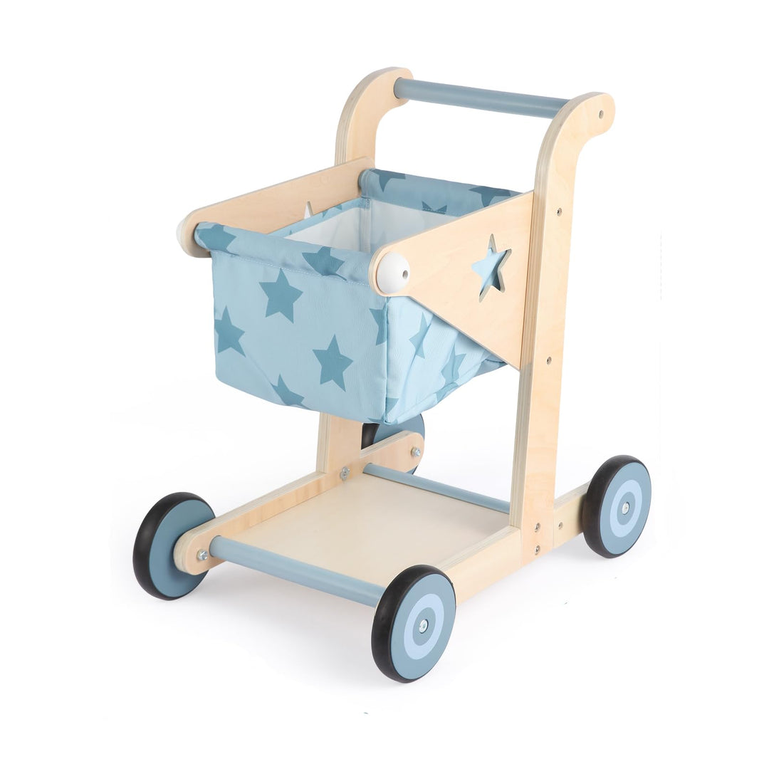 Asweets 2-in-1 Lauflernwagen Holz, Puppenwagen zum Schieben und Ziehen, Baby Walker, Kleinkindspielz