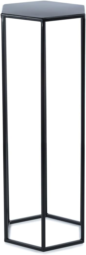 moderner Blumenhocker aus Metall 70 cm sechseckig schwarz Deko Plant Stand Schwarz 70 cm, Schwarz 70