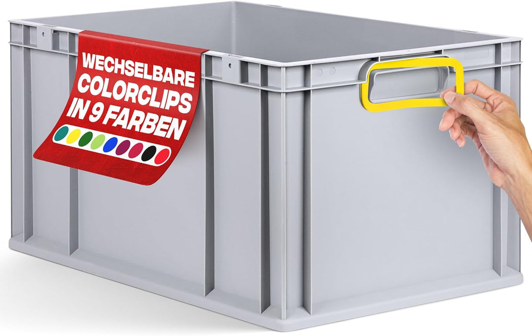 aidB Eurobox NextGen 2.0 - 600x400x320mm - Stapelbare 65L Kunststoffbox mit geschlossenen Griffen -