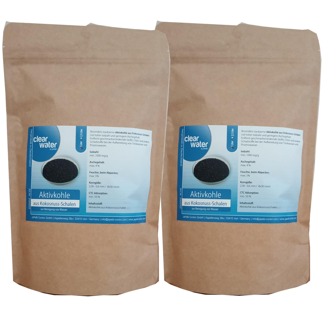 5L / 2,5kg Aktivkohle Granulat aus Kokosnussschalen, 8x30 mesh – Filterkohle zur Wasserreinigung für