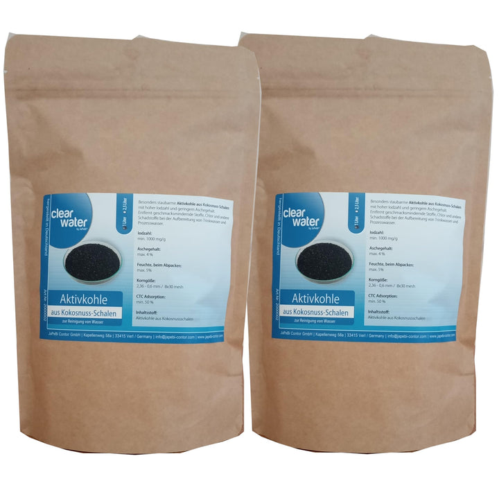 5L / 2,5kg Aktivkohle Granulat aus Kokosnussschalen, 8x30 mesh – Filterkohle zur Wasserreinigung für