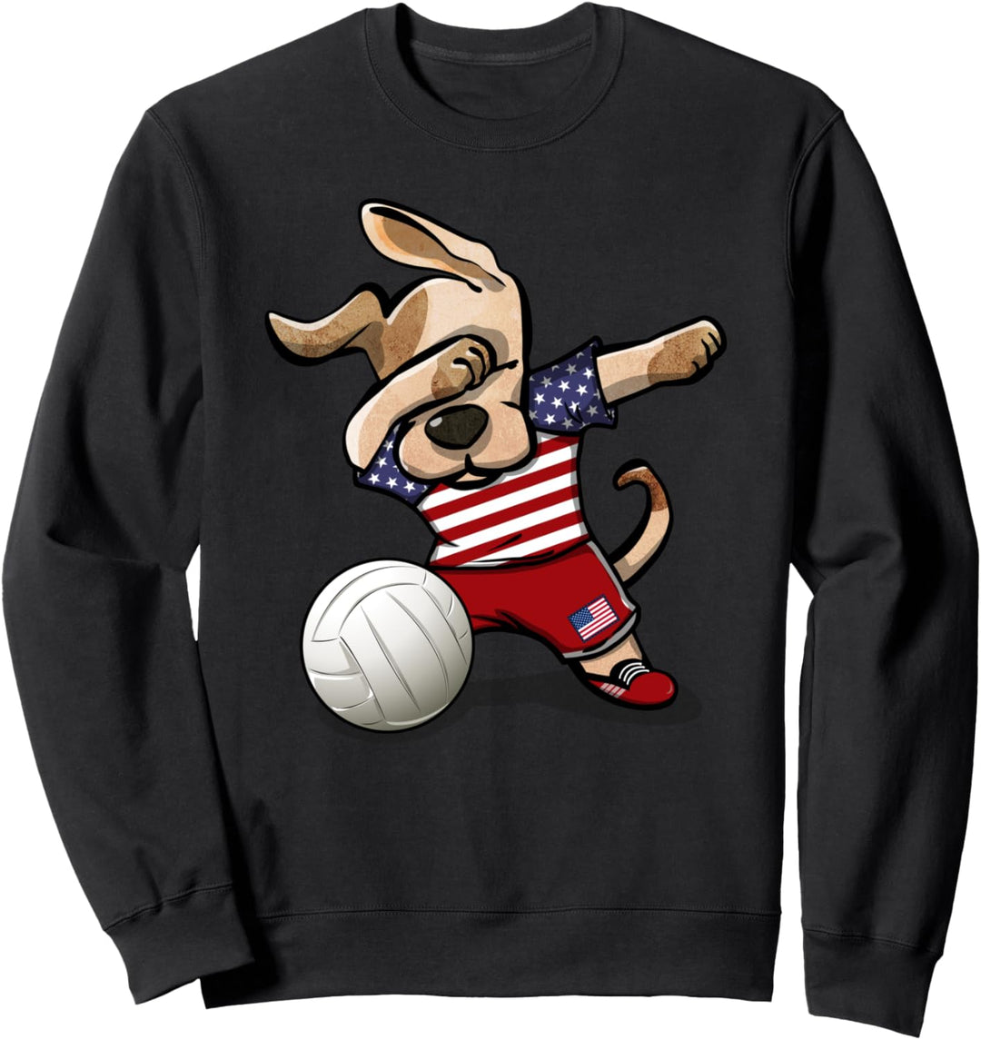 Tupfender Hund Amerika Volleyball Amerikanische Flagge Sport Sweatshirt