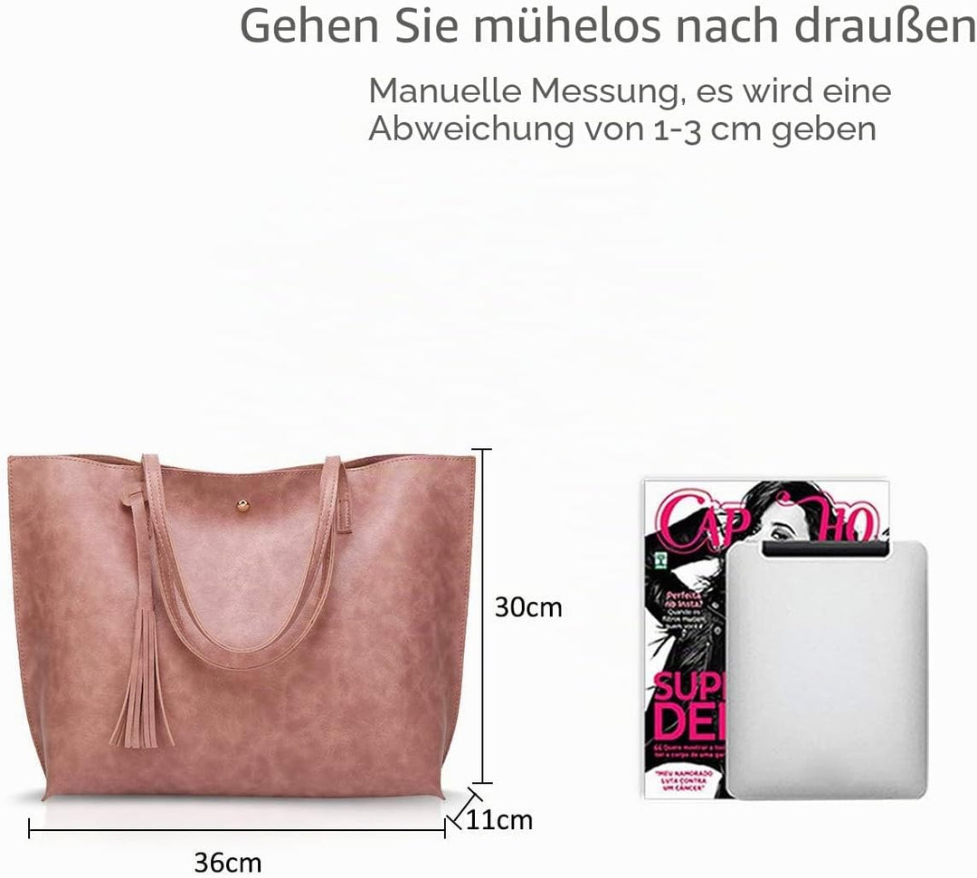 NICOLE&amp;DORIS Damen Tote Tasche Handtasche Schultertasche aus PU-Leder Umhängetaschen Mode grosse Han