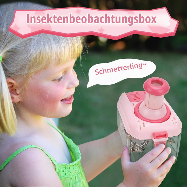 Forscherset für Kinder ab 4, Entdecker Set mit Insekten Beobachtungsbox, Lupenglas Kinder, Insektenf
