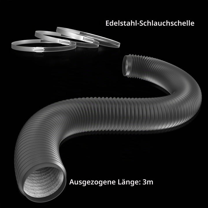 Abluftset 100mm Rohrventilator 365m³/h mit Drehzahlregler, Thermo-Hygrometer,Aktivkohlefilter Abluft