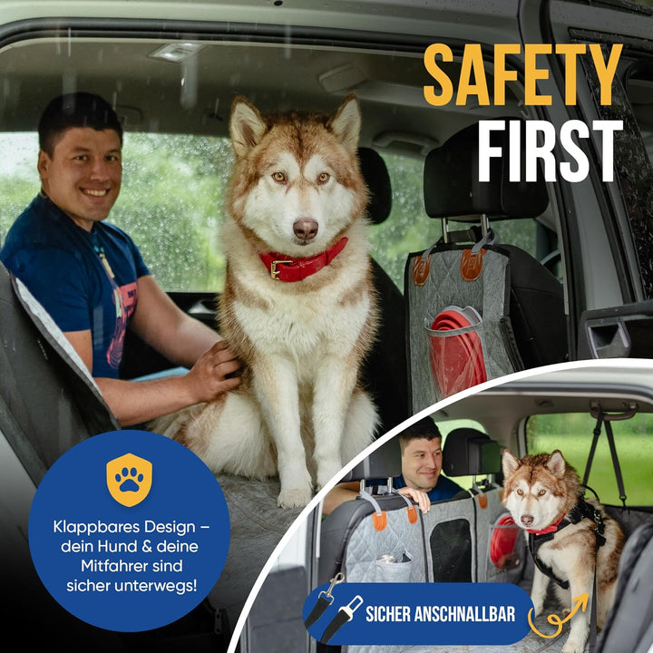 Hundedecke Auto Rückbank [Wasserabweisend, Kratzfest & mit Seitenschutz] | Premium Autoschondecke &