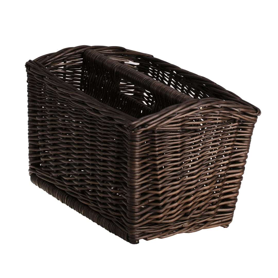e-wicker24 Zeitungskorb mit Tragegriff, Zeitungsständer in Wengegrau, Zeitschriftenständer, Weidenko