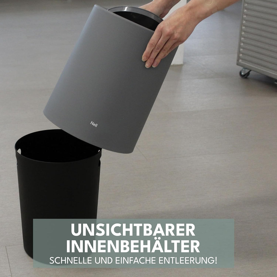 Papierkorb | 12L | Grau Matt | Ohne Deckel | Idealer Mülleimer fürs Büro & Schreibtisch | Tischmülle