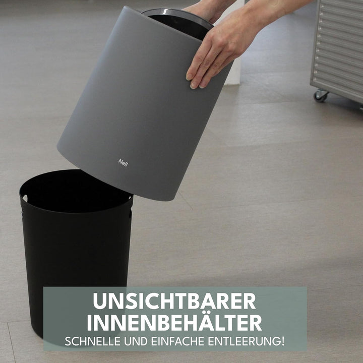 Papierkorb | 12L | Grau Matt | Ohne Deckel | Idealer Mülleimer fürs Büro & Schreibtisch | Tischmülle