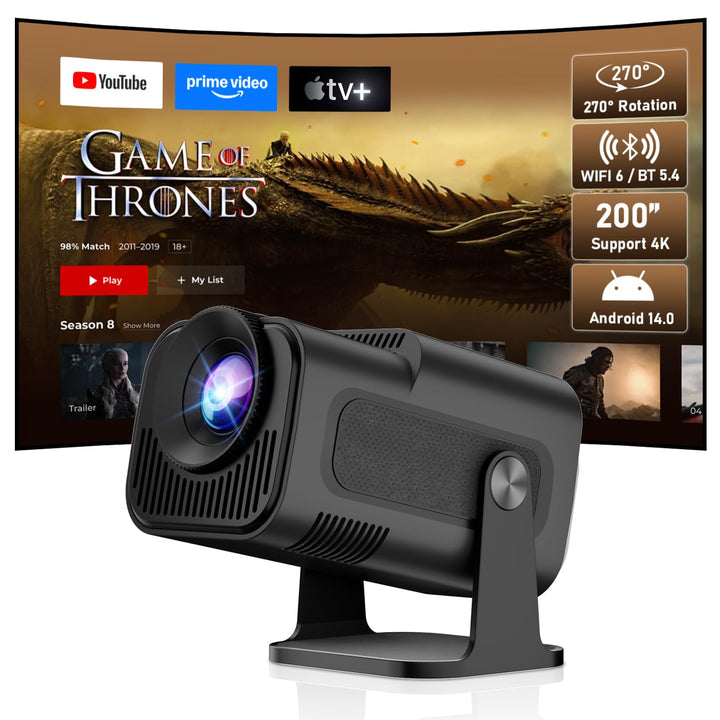ZDSSY Mini Beamer 4k 1080P Unterstützt Klein Projektor Portable mit WiFi 6 BT 5.4,Tragbarer Video Sm