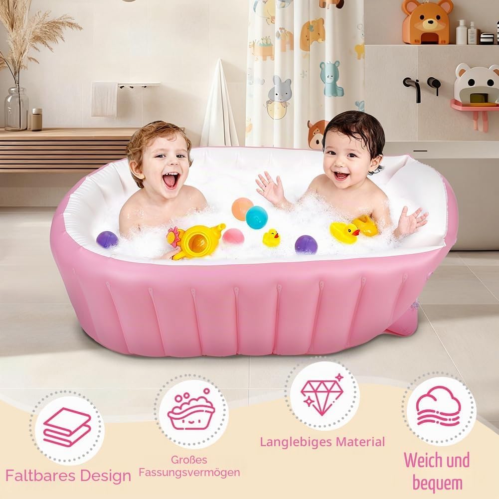 Aufblasbare Badewanne für Kinder Tragbare Säuglings Badewanne Baby mit Luftpumpe Reise Tragbare Reis