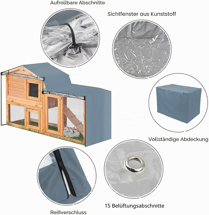Universal Kaninchenstall Abdeckung, Wasserdichter Spitzer Dreieck Haustierkäfig Staubschutz, Winter