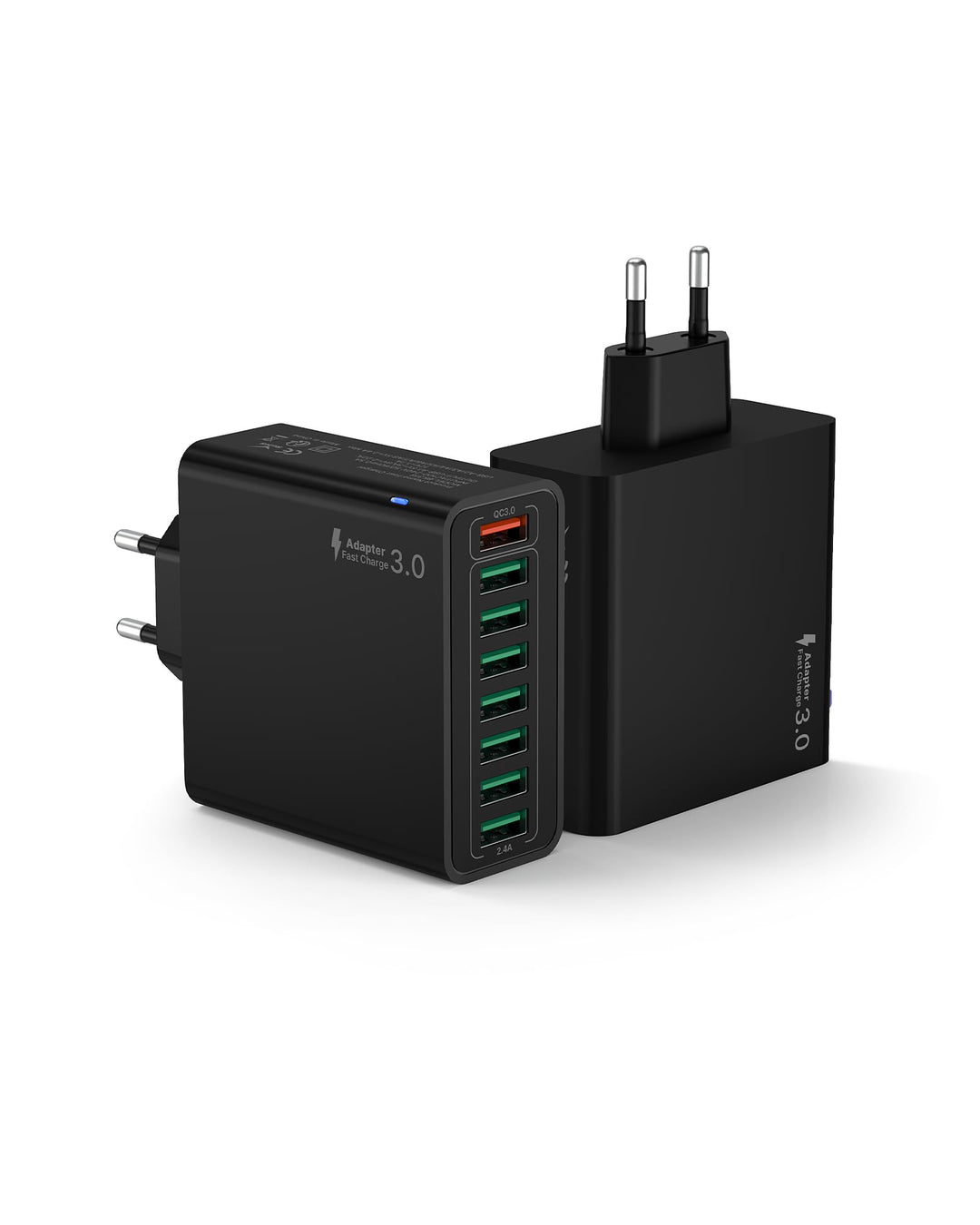 2 Pack USB Ladegerät, 8 Ports USB Stecker 40W ladeadapter für 15 14 13 12 11 X, Samsung, Schnelllade