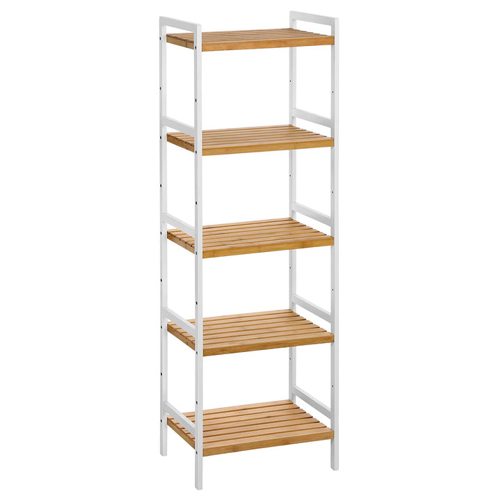 SONGMICS Bambusregal, Küchenregal, Badregal, Bücherregal, Standregal mit 5 Ablagen, 31,5 x 45 x 142