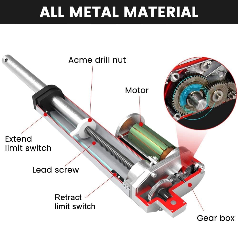 DCHOUSE 1000N 200mm Hub max Linearantrieb, DC 12V-Motor Lineartechnik-Aktuatoren Motor Drahtlose Fer