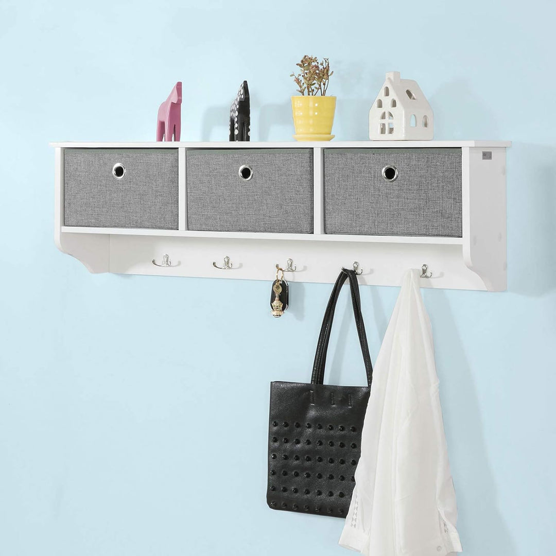 SoBuy Wandgarderobe-Set Flurset Flurmöbel Schuhbank mit Sitzfläche Flurgarderobe FSR74-W+FRG282-W
