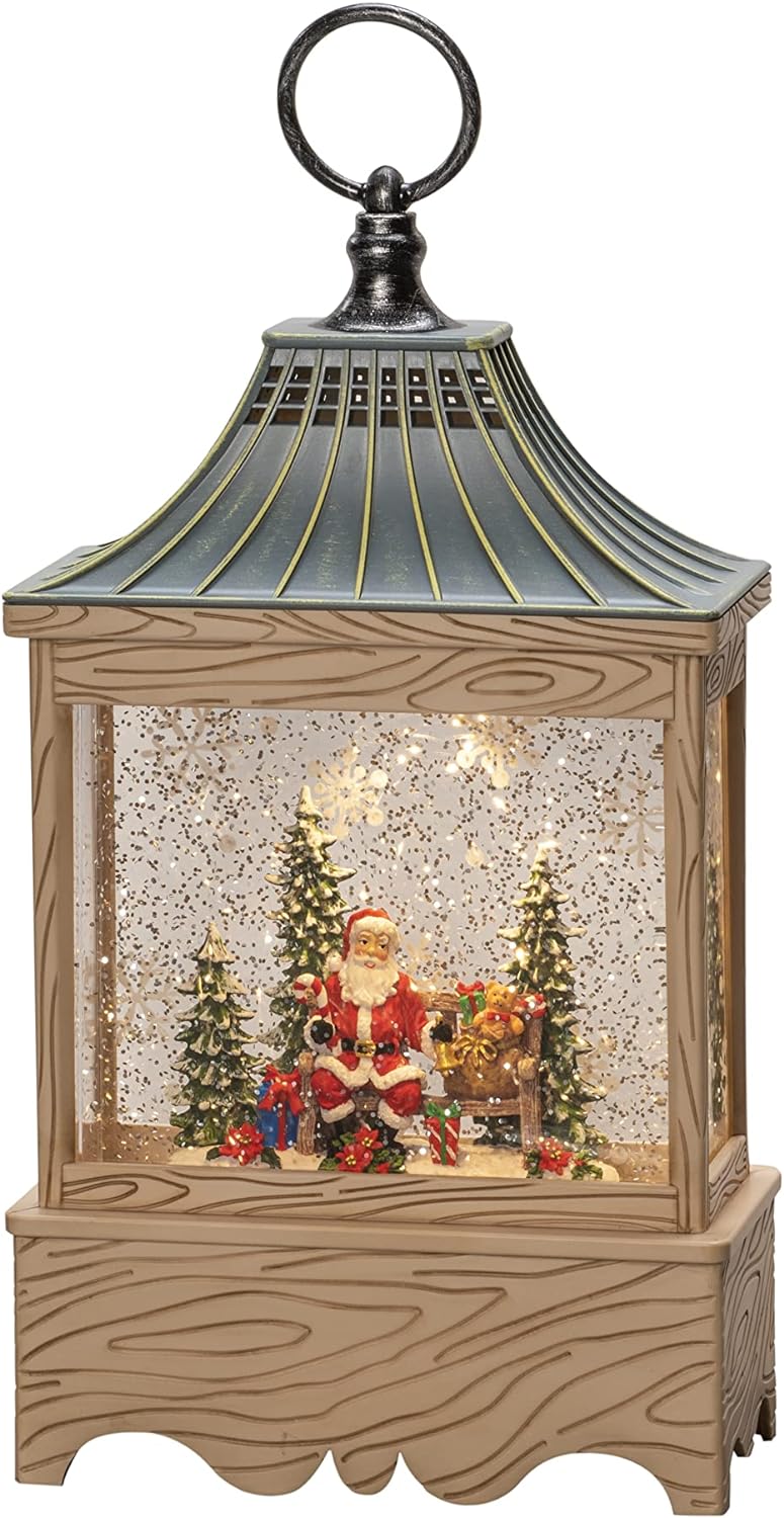 Konstsmide LED Wasserlaterne, Santa und Baum", naturfarben, wassergefüllt, 5h Timer, 1 warm weisse D