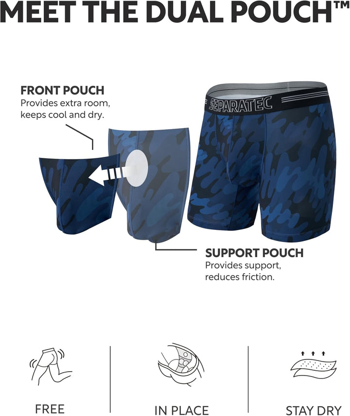 Separatec Boxershorts Herren Mehrfachpackung Sport Schnell trocknend Doppelbeutel Dual Pouch Unterho