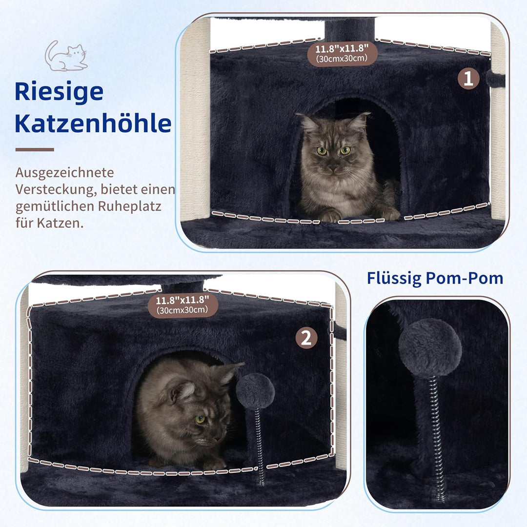 Gitelsnour Eck-Kratzbaum, Katzenbaum für Innenbereich, Mehrstöckiges katzenkratzbaum mit Sisal Kratz